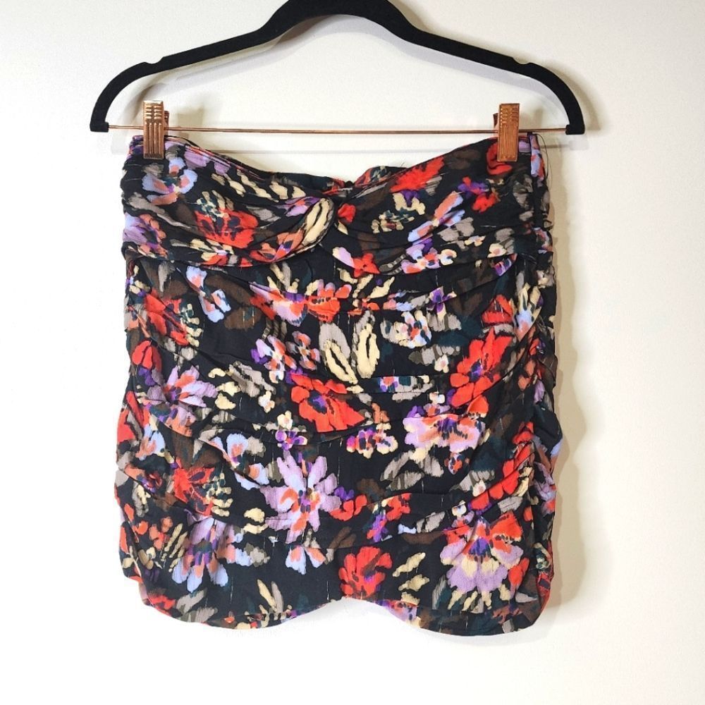Zara floral red purple mini skirt medium NWT New